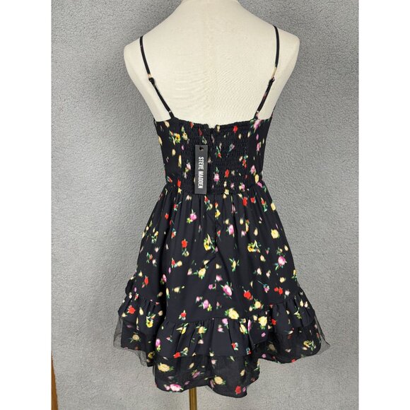 Steve Madden Women's Yasmina V-Neck Trim Mini Dress XS Black Multicolor NWT's. - Picture 5 of 8